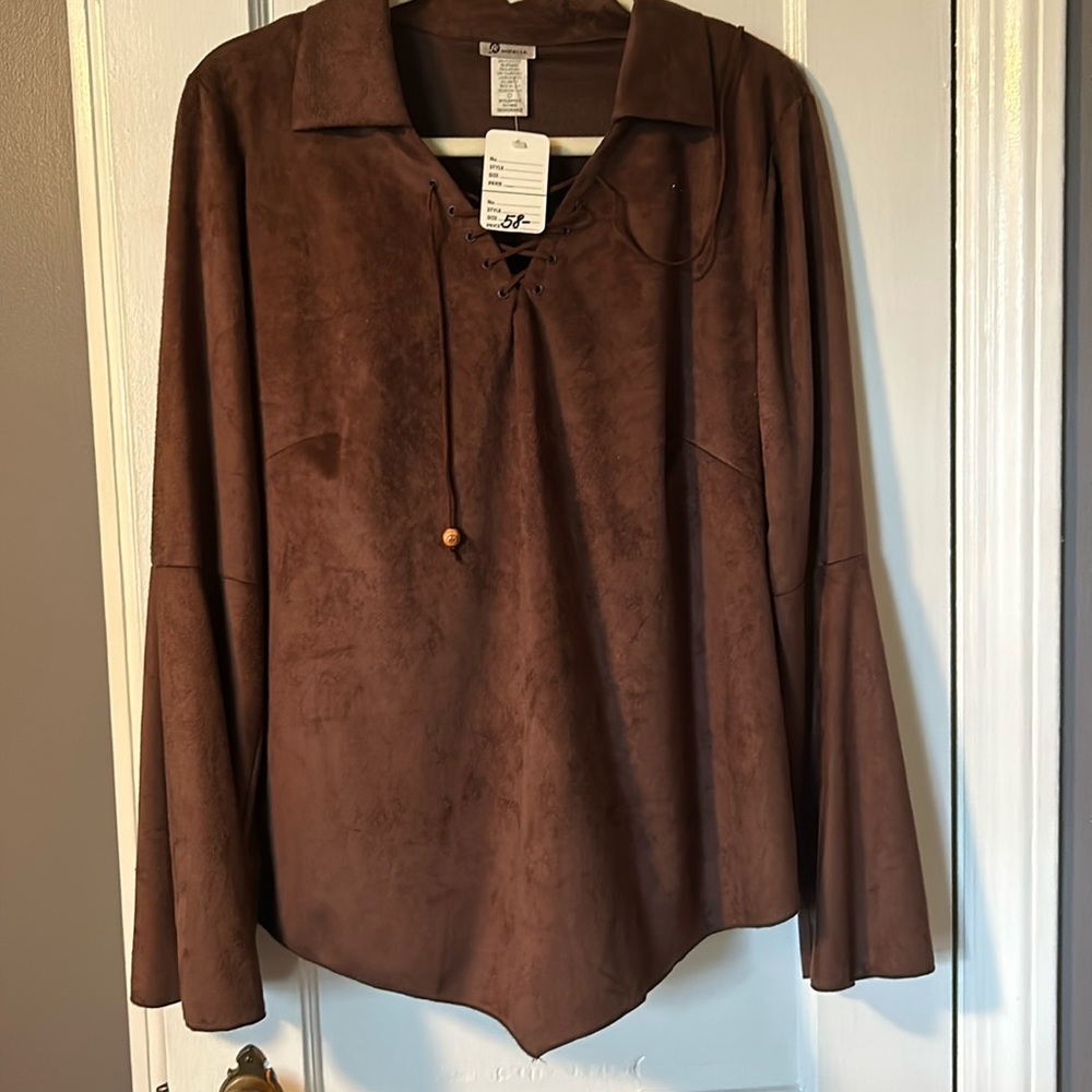Fe lace up brown Suede tunic top